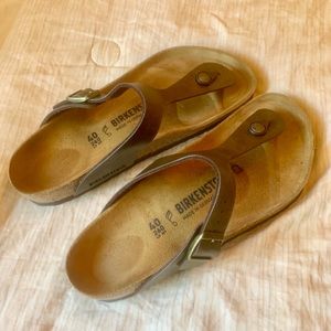 Dark Brown/gold Thong Birkenstock Sandals